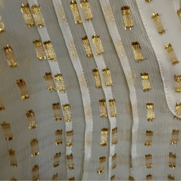 Lilly Pulitzer White and Gold metallic dot crepe Women's blouse sheer size XL - Picture 4 of 8